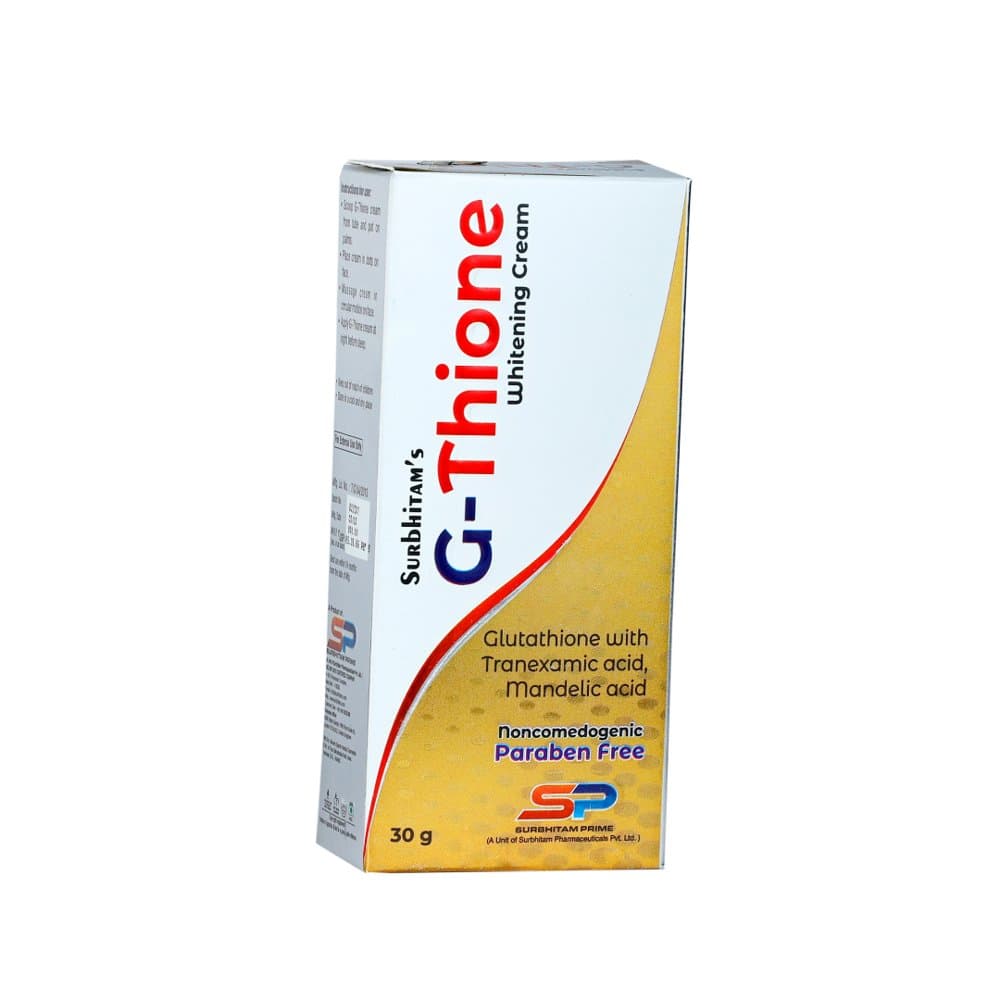 Surbhitam's G-Thione Whitening Cream 30g gold and white carton