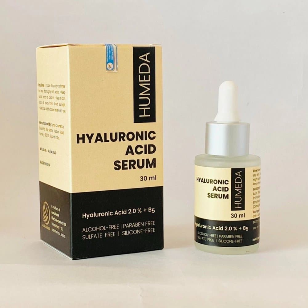Humeda Hyaluronic Acid 2% + B5 serum 30ml bottle and carton