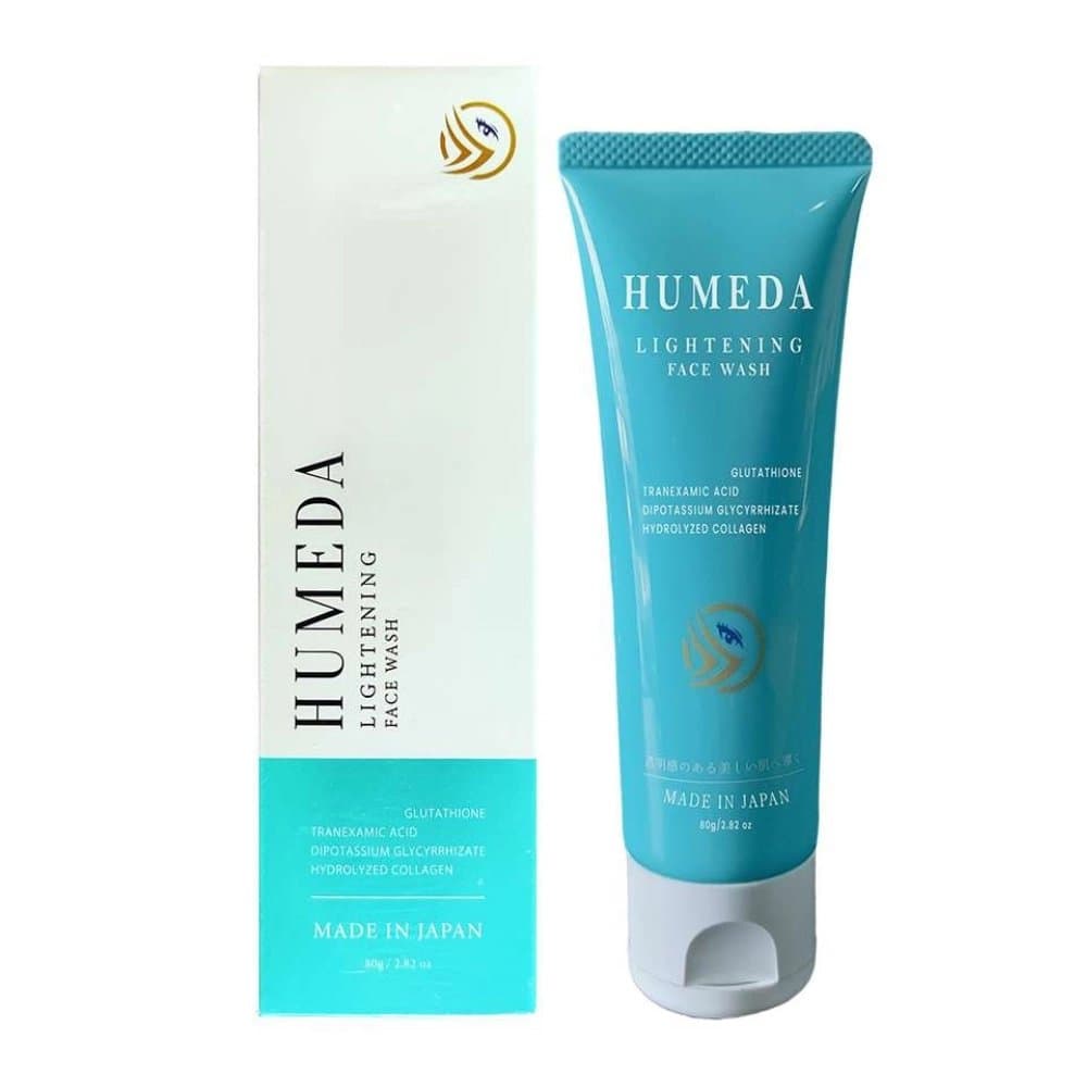 Humeda Lightening Face Wash 80g tube and carton, made in Japan