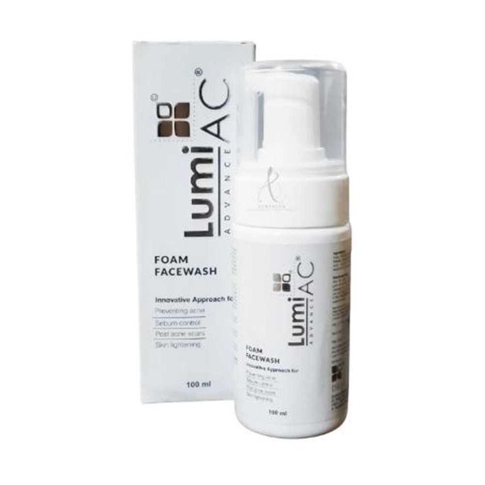 Lumi AC Advance Foam Facewash 100ml pump bottle and carton by Dreamax