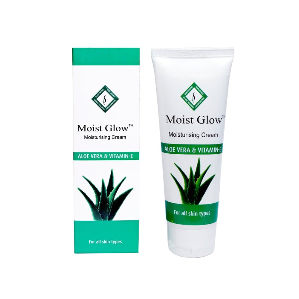 Surbhitam Moist Glow Moisturising Cream Aloe Vera & Vitamin-E tube and carton