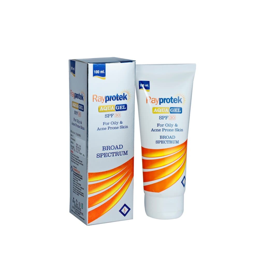 Surbhitam Rayprotek Aqua Gel SPF 30 100ml tube and carton