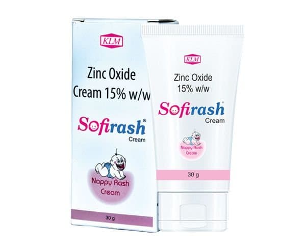 Sofirash Zinc Oxide Cream 15% w/w nappy rash cream 30g carton and tube