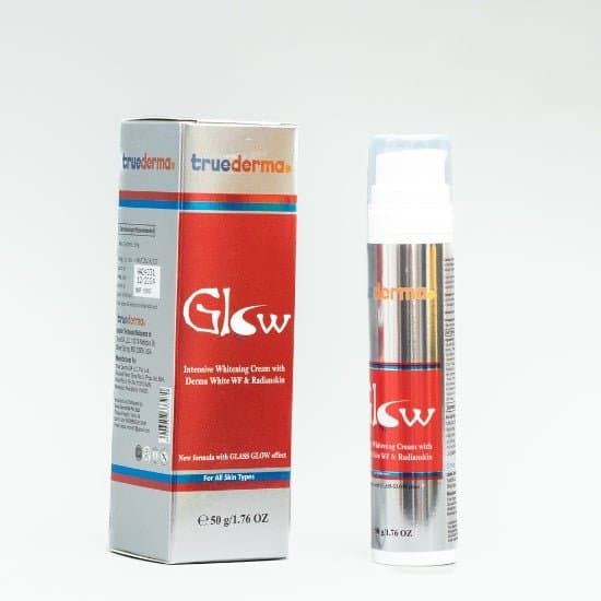 True Derma Glow Intensive Whitening Cream 50g pump pack and carton