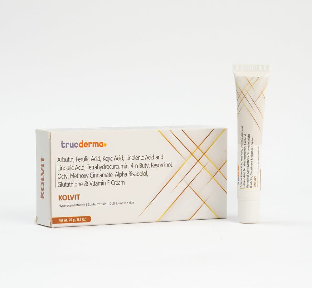 True Derma Kolvit skin lightening cream 20g tube and carton