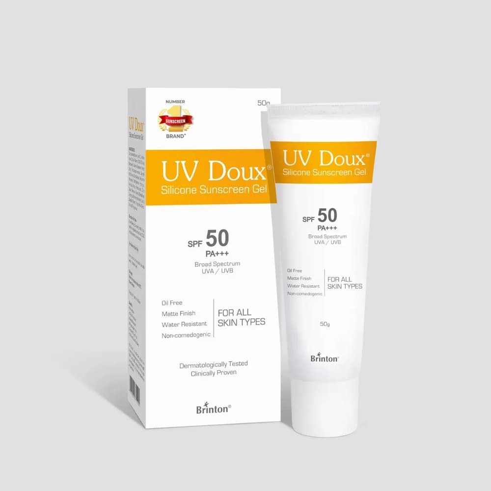 UV Doux Silicone Sunscreen Gel SPF 50 PA+++ 50g tube and carton