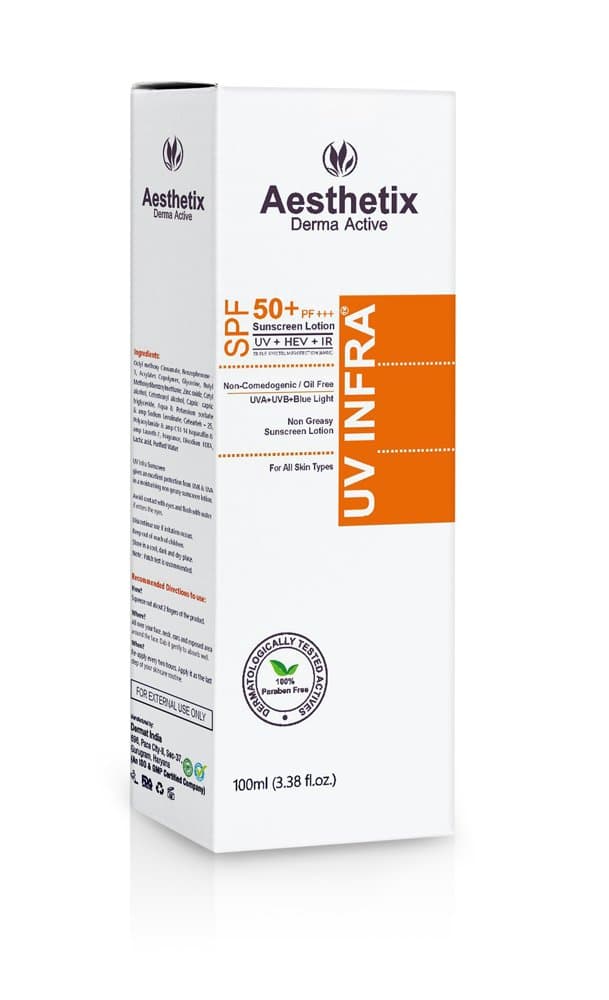 Aesthetix UV Infra SPF 50+ PA+++ Sunscreen Lotion 100ml box