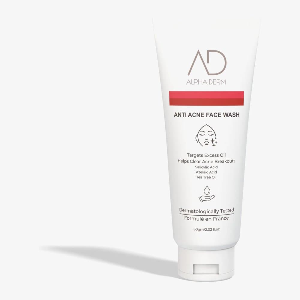 Alpha Derm Anti Acne Face Wash 60g white tube with red band