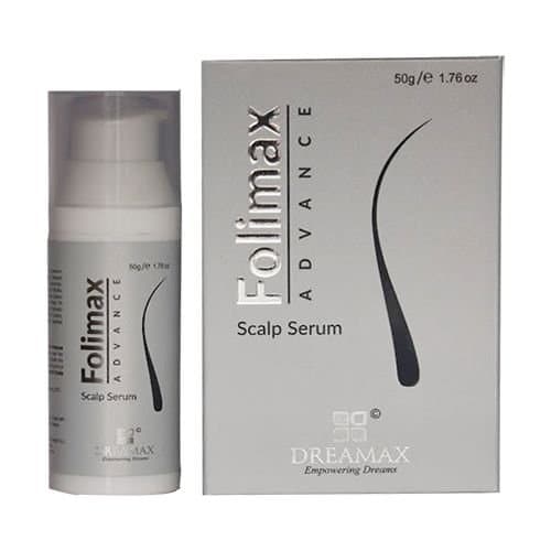 Folimax Advance Scalp Serum 50g pump bottle and carton by Dreamax