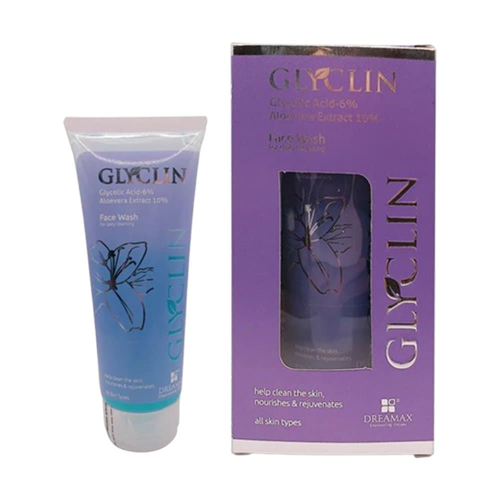 Glyclin Face Wash 100ml tube and carton by Dreamax, glycolic acid 6%
