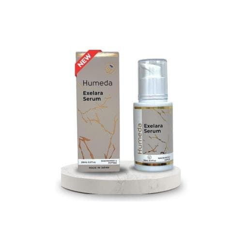 Humeda Exelara Serum 28ml pump bottle and carton