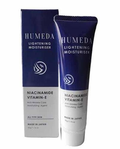 Humeda Lightening Moisturiser with niacinamide and vitamin E 50g tube and carton