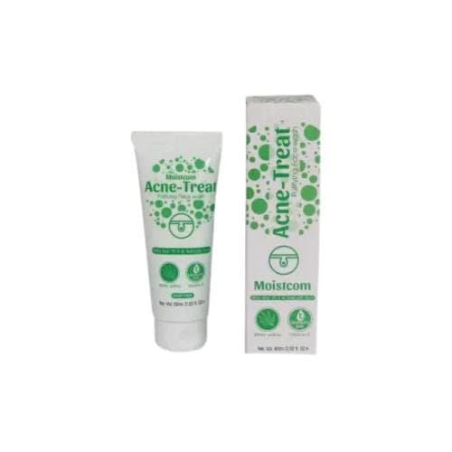 Moistcom Acne-Treat Purifying Face Wash 60ml tube and carton