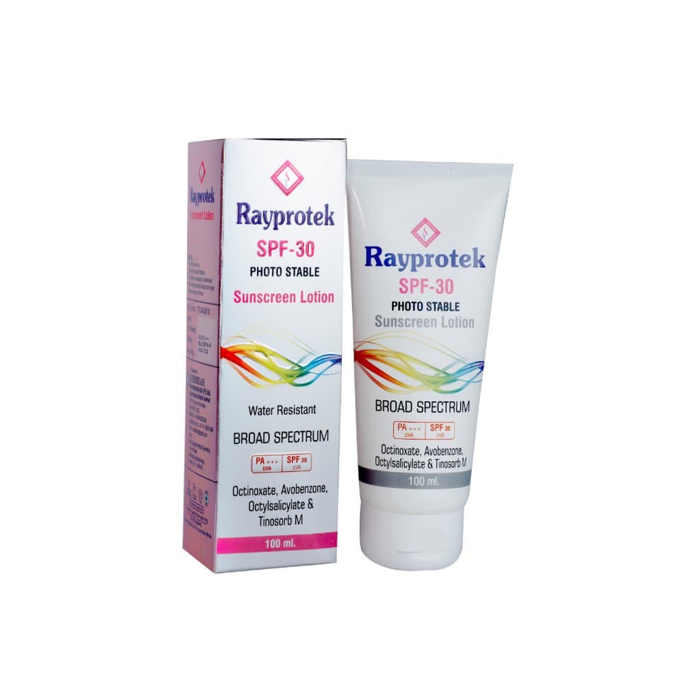 Surbhitam Rayprotek SPF-30 Photo Stable Sunscreen Lotion 100ml tube and carton