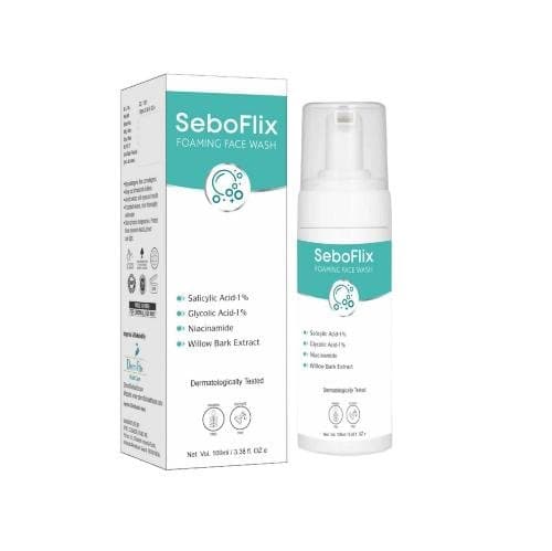 SeboFlix Foaming Face Wash 100ml pump bottle with carton