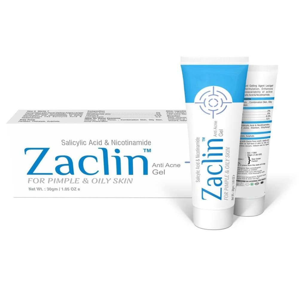 Zaclin Anti Acne Gel 30g tube and box